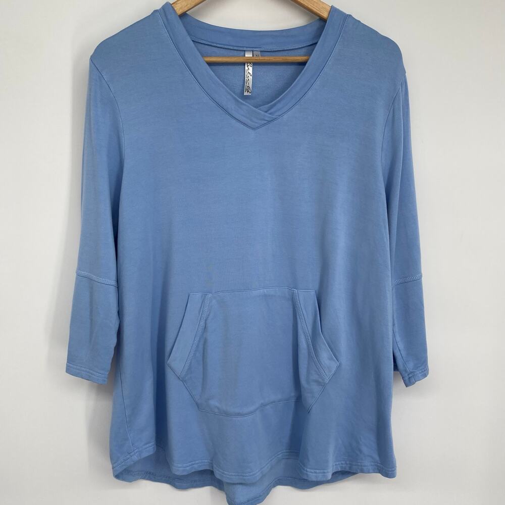 Lulu-B Top Women’s XL‎ Periwinkle Pouch Pocket Coastal Grandma ComfyCore